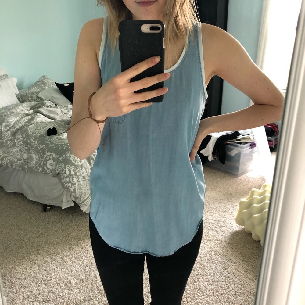 Size XS long Denim Tank with Pocket